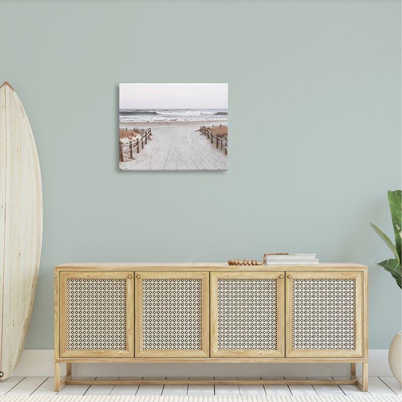 Stupell Industries Beach Waves Foggy Horizon Gallery Wrapped Canvas Wall Art