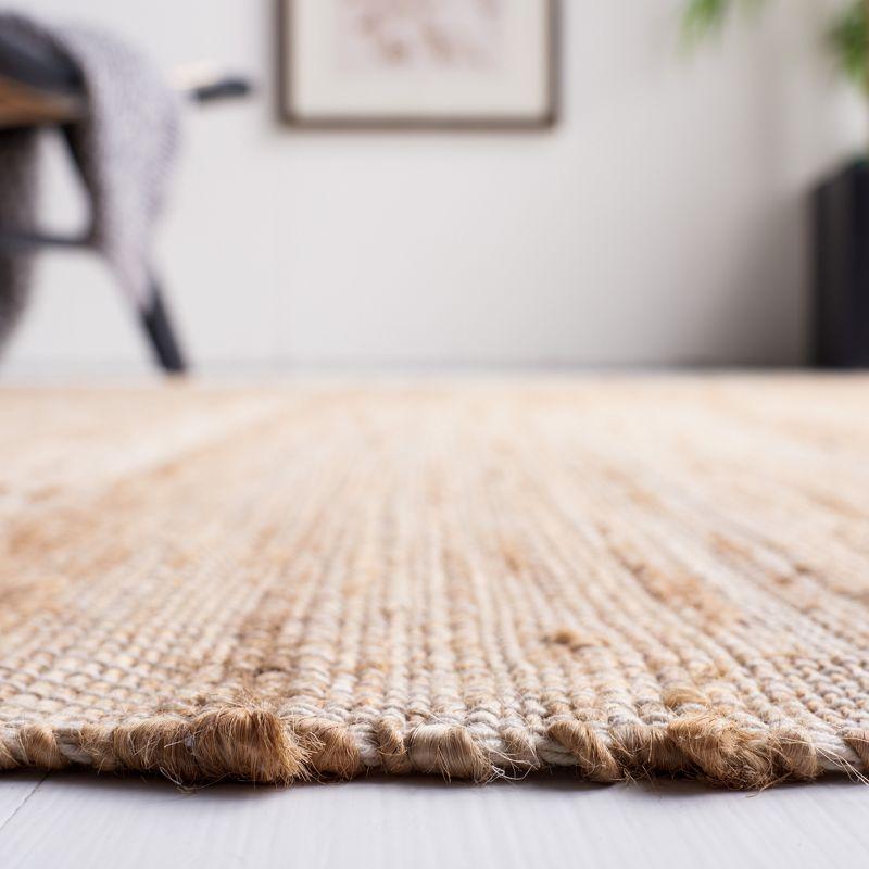 Ivory and Natural Striped Handwoven Wool Area Rug