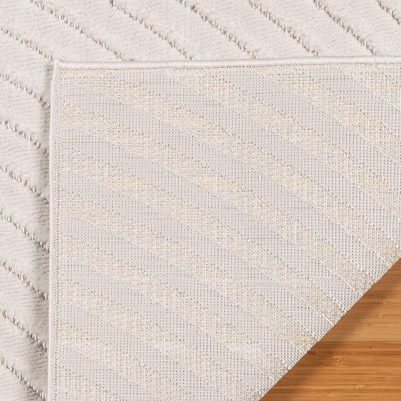 Gertmenian Conway Cream Modern Casual Solid Geometric Textured Cream Ivory High-Low Indoor Area Rug