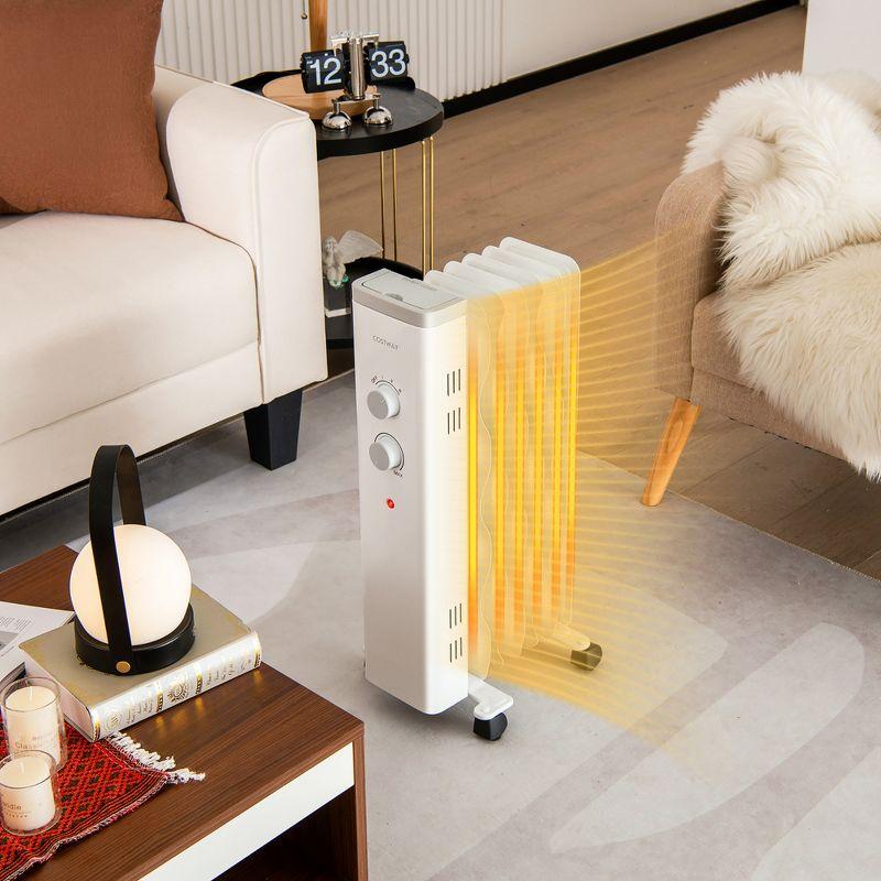 Costway 1500W Oil Filled Space Heater Electric Oil Radiant Heater w/ Safety Protection