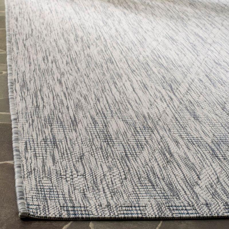 Gray Geometric Low Pile Square Indoor/Outdoor Area Rug