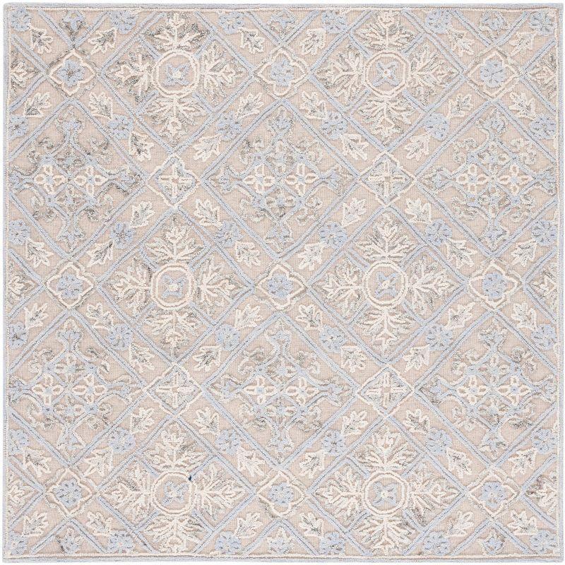 Elegant Hand-Tufted Wool Square Rug in Beige - 6'x6'