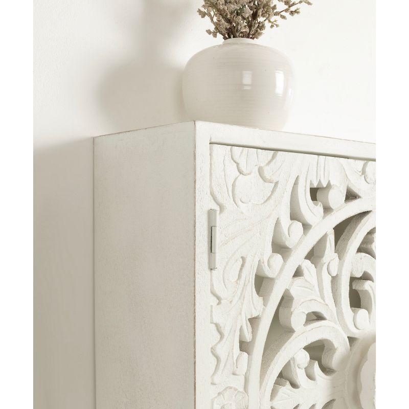 Kate & Laurel All Things Decor 20" Saanvi Traditional Carved Wood Wall Cabinet White: Artisan-Made, No Assembly, Includes Mounting Hardware