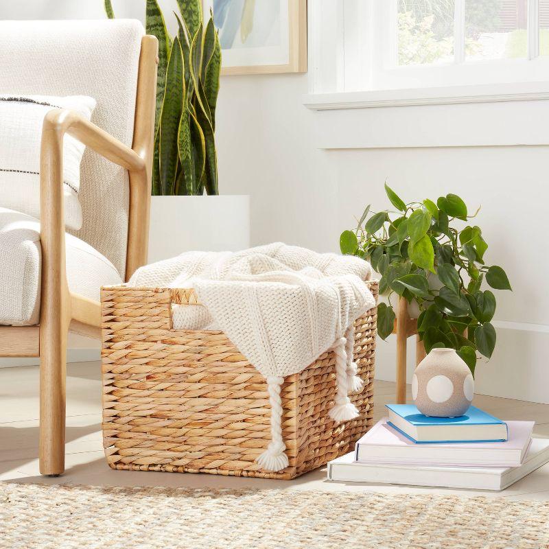 Large Woven Water Hyacinth Milk Crate - Brightroom™: Handwoven Decorative Storage Basket, Fits 13" Cube System