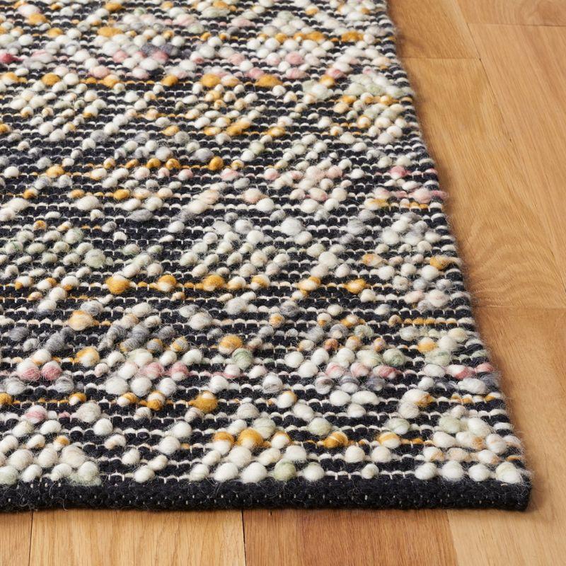 Handmade Black and Ivory Wool Square Area Rug