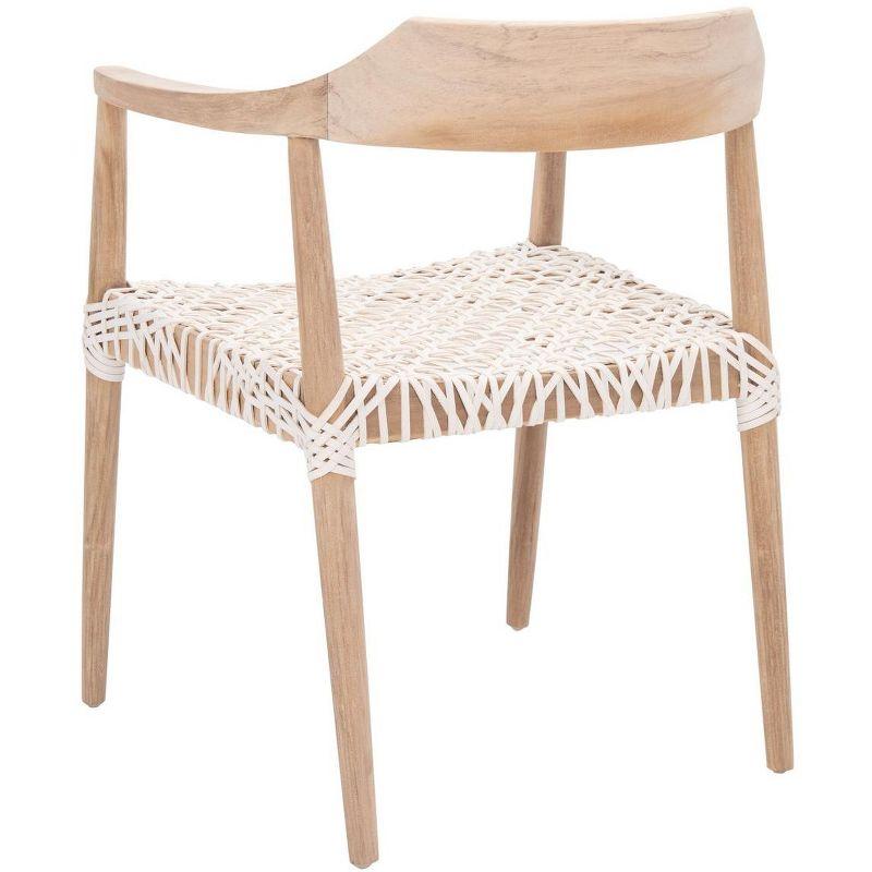 Munro Leather Woven Accent Chair - ACH1005 - Natural/White - Safavieh