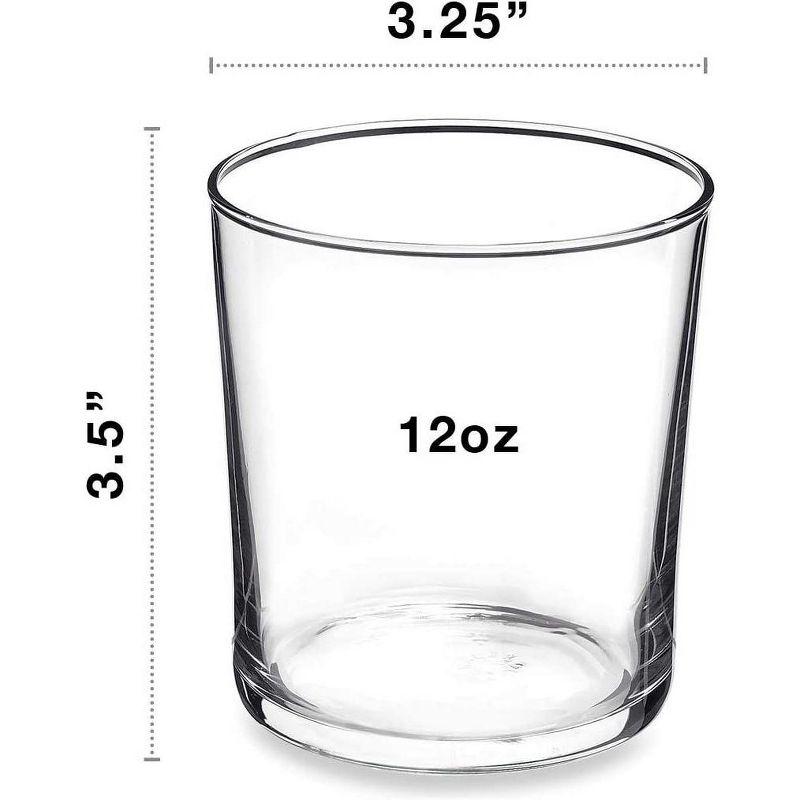 Bormioli Rocco Bodega Glassware, 12-Piece Medium 12 oz Drinking Glasses For Water, Beverages & Cocktails, Tempered Glass Tumblers, Clear