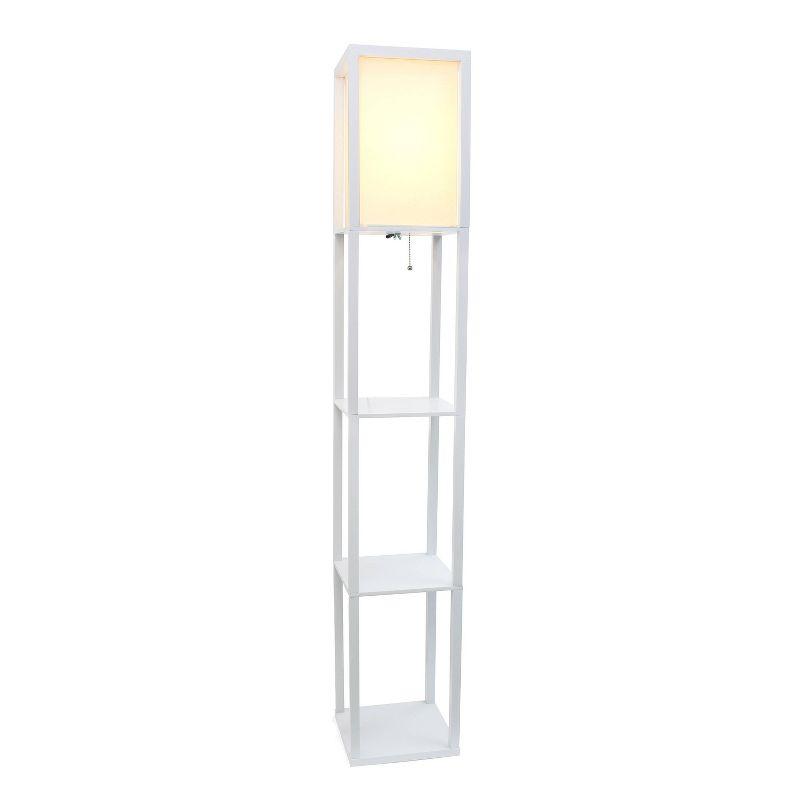 Column Shelf Floor Lamp with Linen Shade - Lalia Home