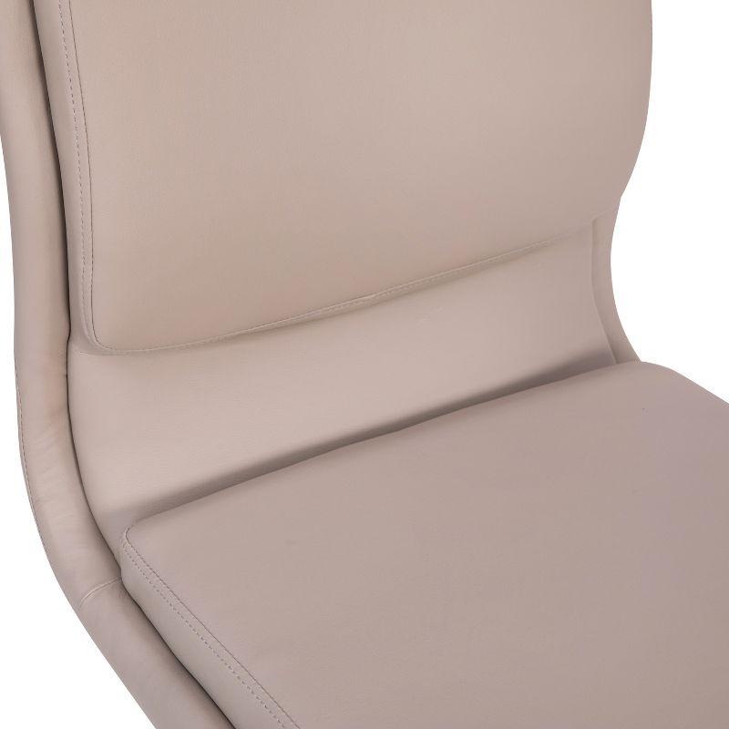 Ergonomic Taupe LeatherSoft Armless Task Chair with Metal Swivel Base