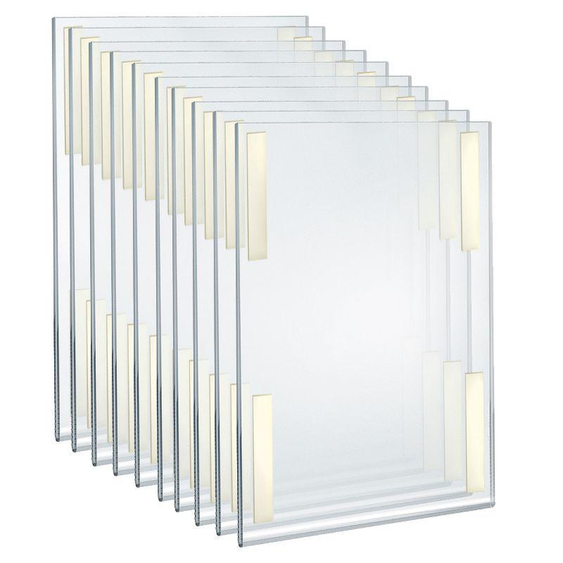 Self Adhesive Clear Acrylic Wall Sign Holder Frame 11" W x 17" H - Portrait / Vertical, 10-Pack (Set of 10)