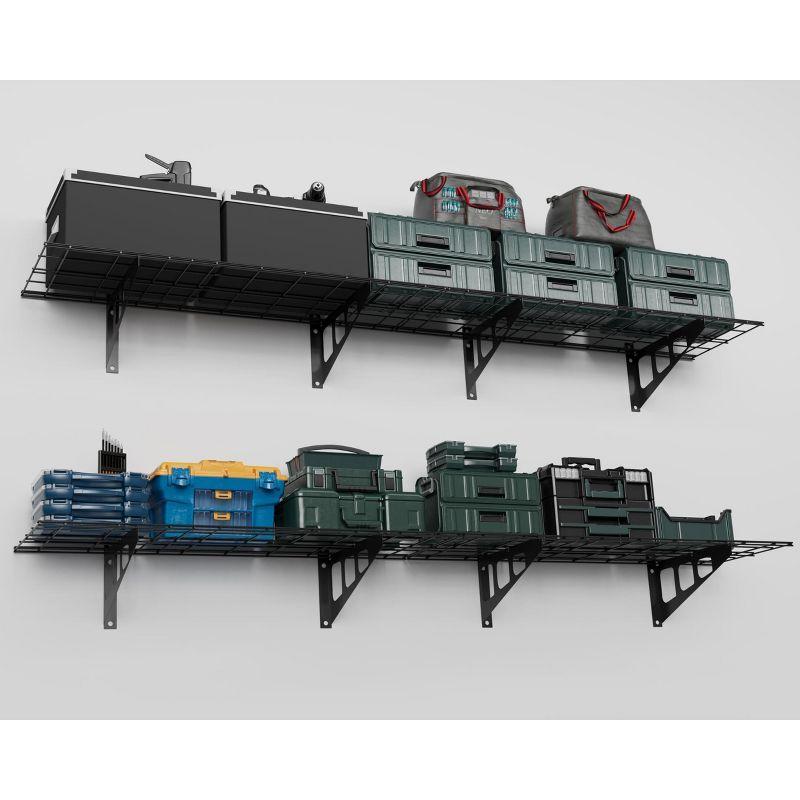 Garvee 2-Pack 1x6ft Garage Wall Shelving, Garage Storage Wall Garage Shelves for Wall Storage, 600lbs Load Capacity, 12-inch-by-72-inch