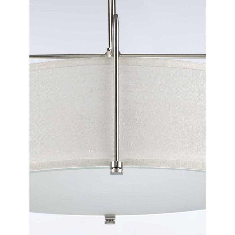 Progress Lighting, Kempsey, 3-Light, Semi-Flush Convertible Ceiling Light, Brushed Nickel, Summer Linen Shade