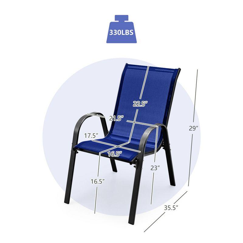 Tangkula Set of 4 Dining Chairs Stackable Armrest Space Saving Garden Patio Navy