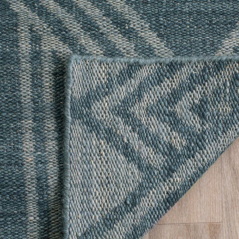 Blue and Light Blue Hand Woven Wool Area Rug