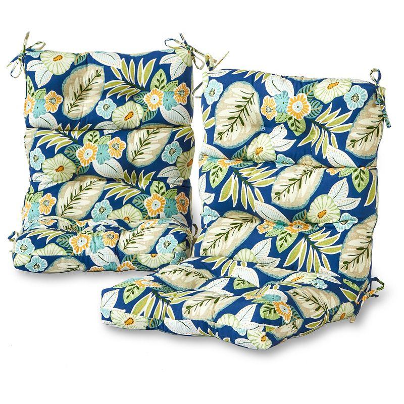 Kensington Garden 2pc 24"x22" Floral Outdoor Seat and Back Chair Cushion Set Marlow: Water & Stain Resistant, Reversible