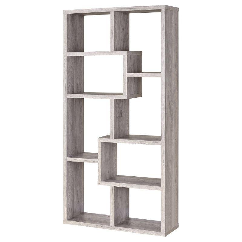70.75" Theo 8 Shelf Bookcase Gray Driftwood - Coaster