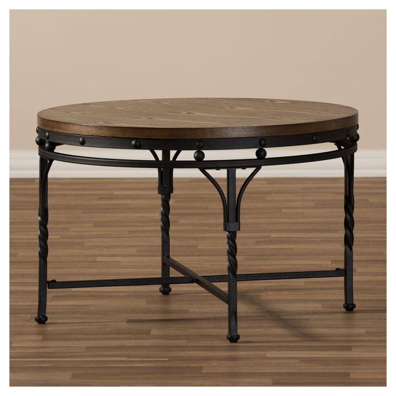 Austin Vintage 30" Round Wood & Metal Coffee Table - Antique Bronze