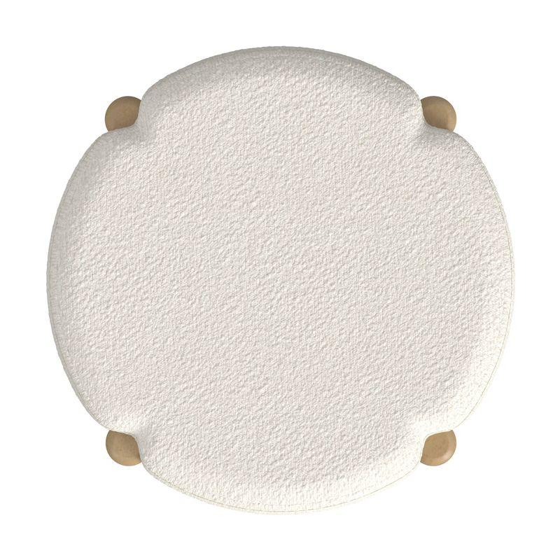 Luna Boucle Ottoman Cream - HomePop: Round, Upholstered, Wood Frame, No Assembly Required