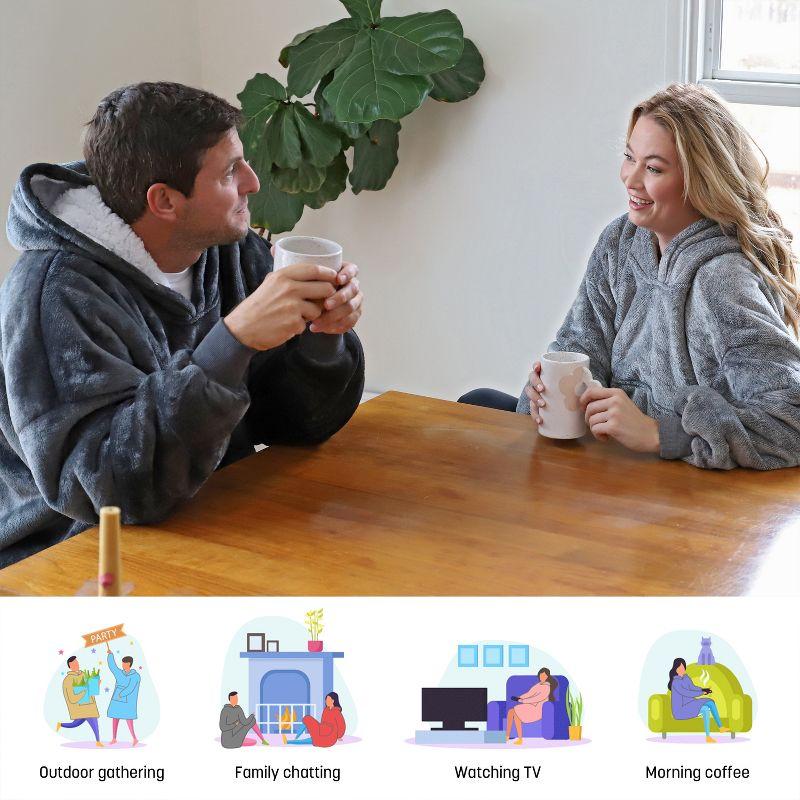 Catalonia Oversized Hoodie Blanket Sweatshirt, Warm Sherpa Giant Pullover with Front Pocket for Men Women