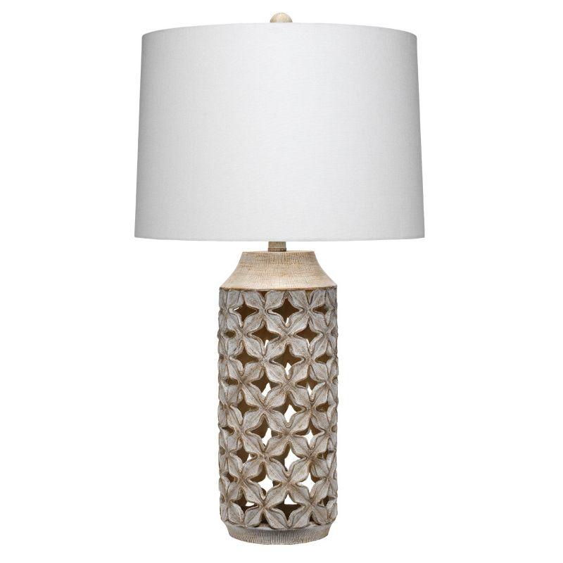 Flora Table Lamp White - Splendor Home: Resin Base, Linen Cone Shade, 3-Way Light, UL Listed