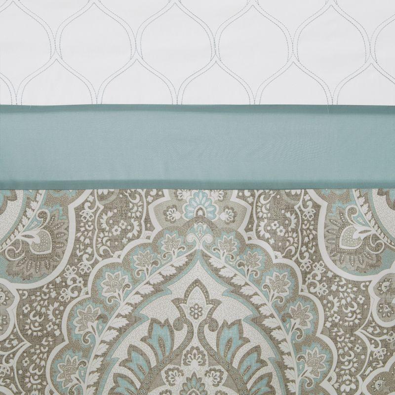 Stacie Embroidered Shower Curtain Seafoam - 510 Design: Paisley Microfiber, Easy Care, Buttonhole Top