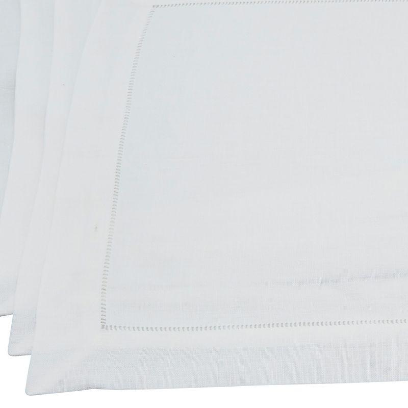 Saro Lifestyle Classic Linen Hemstitch Placemat, 14"x20" Rectangle, White (Set of 4)