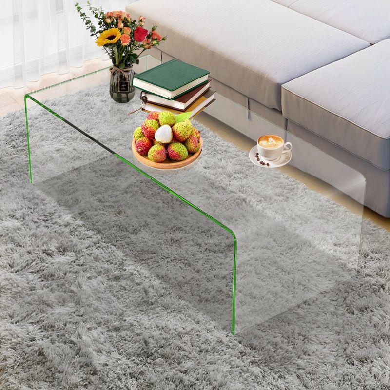 Costway Tempered Glass Coffee Table Accent Cocktail Side Table Living Room Furniture