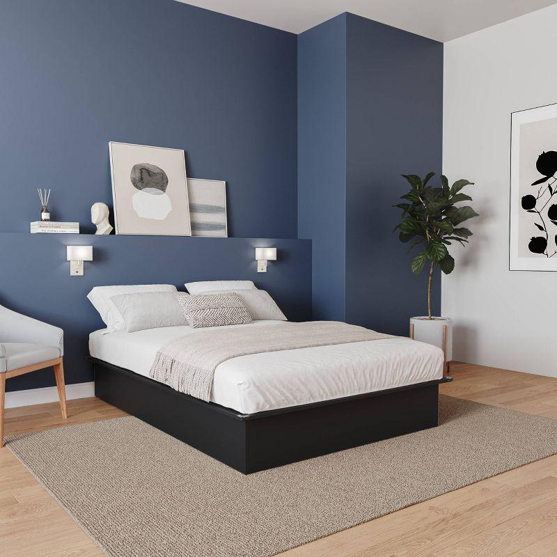 Nexera Full Valere Platform Bed Black: Modern Unupholstered Wood Composite, No Box Spring Needed