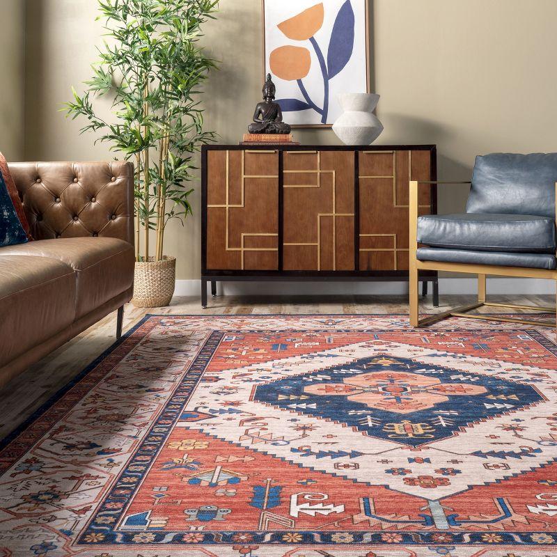Nuloom Carolyn Pet Friendly Machine Washable Motif Area Rug, 3' x 5', Rust