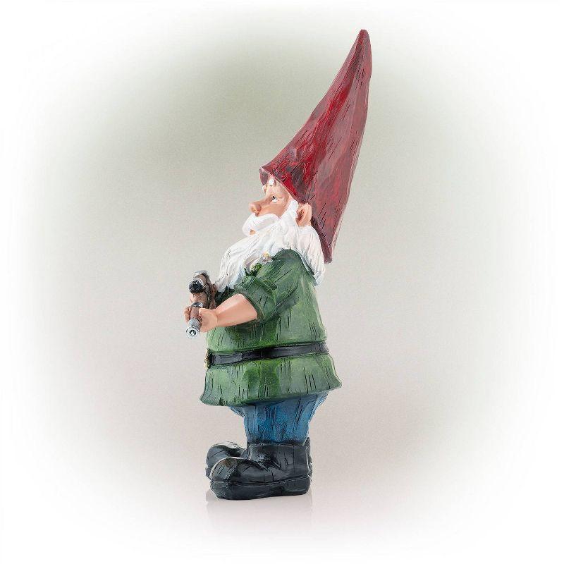 11" Polyresin Hunting Shirt Garden Gnome Statue Green - Alpine Corporation: Weatherproof Outdoor Decor