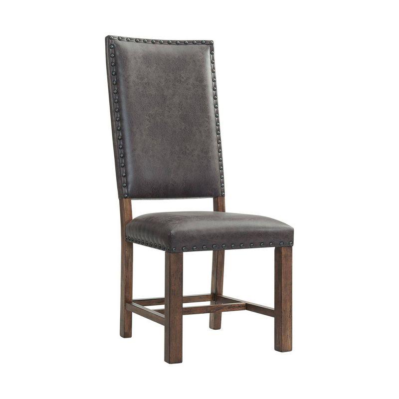 Set of 2 Hayward Tall Back Side Chair Set Walnut - Picket House Furnishings: Rubberwood Frame, Faux Leather