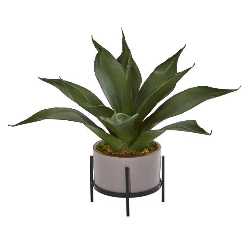 Elegant Lifelike Agave Silk Succulent in Decorative Planter, 17" Green