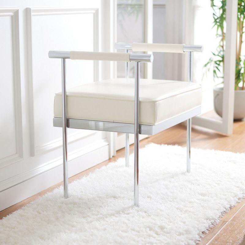 Pim Small Rectangle Bench W/ Arms - White/Chrome - Safavieh