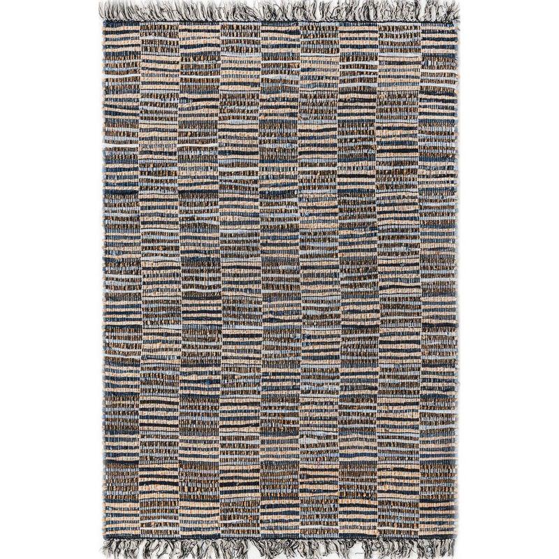 Unique Loom 4' 1 x 6' 1 Checkered Chindi Jute Rectangle Area Rug