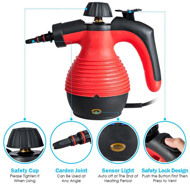 Costway Multifunction Portable Steamer Household Steam Cleaner 1050W with Attachments Red