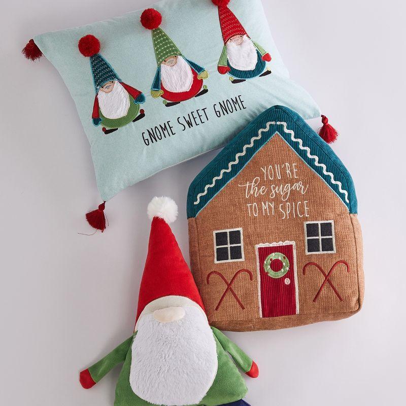 Gingerbread House Embroidered Holiday Decorative Pillow