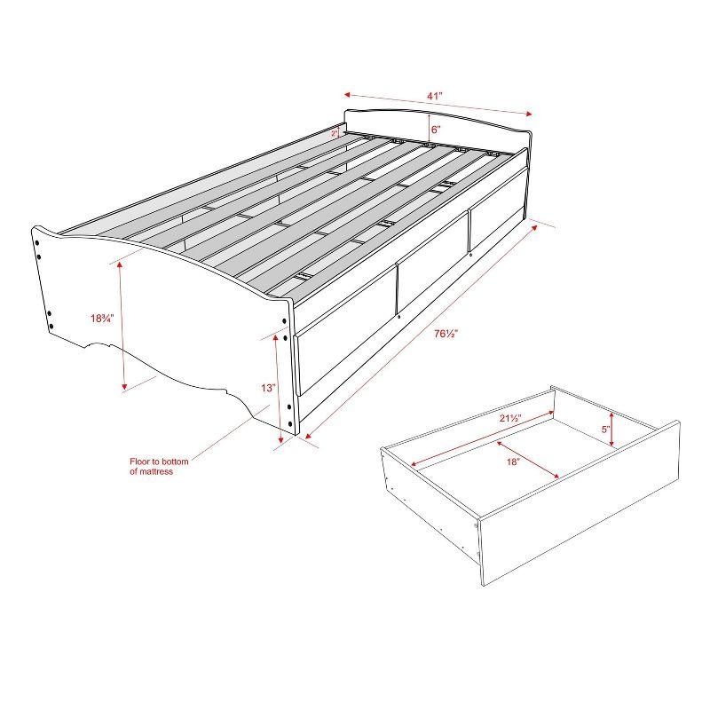 Prepac Twin Mate's Platform Storage Bed with 3 Drawers Black: Laminated, Transitional Style, No Box Spring Needed