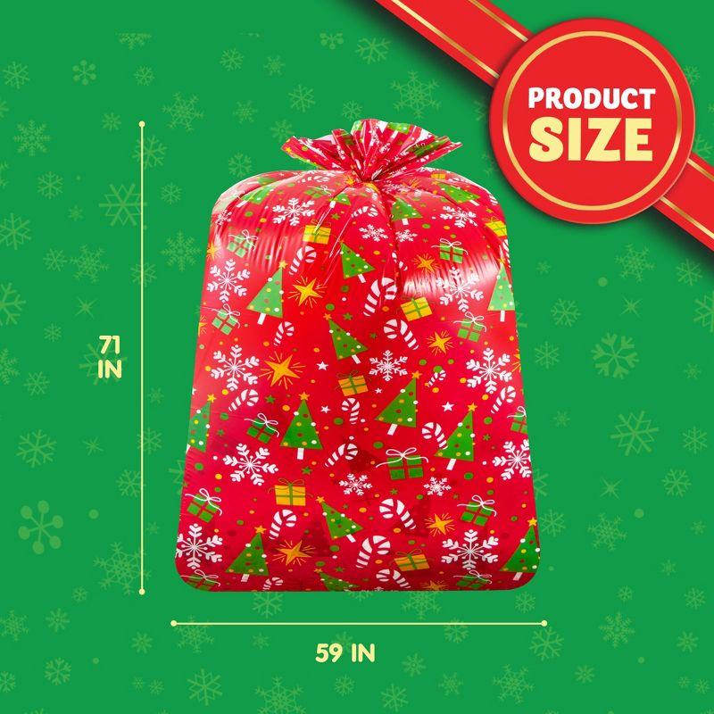 JOYFY 2 PCS Jumbo Christmas Bike Bags with Gift Tags - 72” x 60” Bags for Xmas Gift - Red + White
