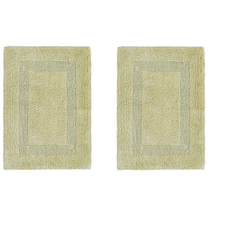 Better Trends Lux 100% Cotton Tufted Solid Reversible Bath Rug Set 2 PC (17" x 24" | 17" x 24") - Sage