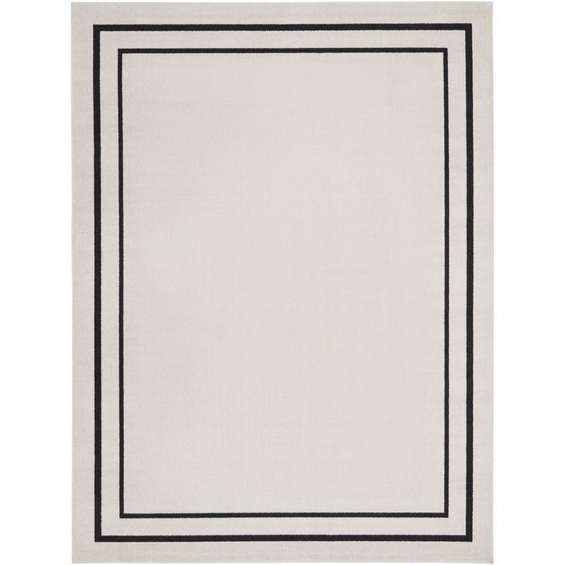 Ivory & Black Contemporary Outdoor 8' x 10' Polypropylene Area Rug