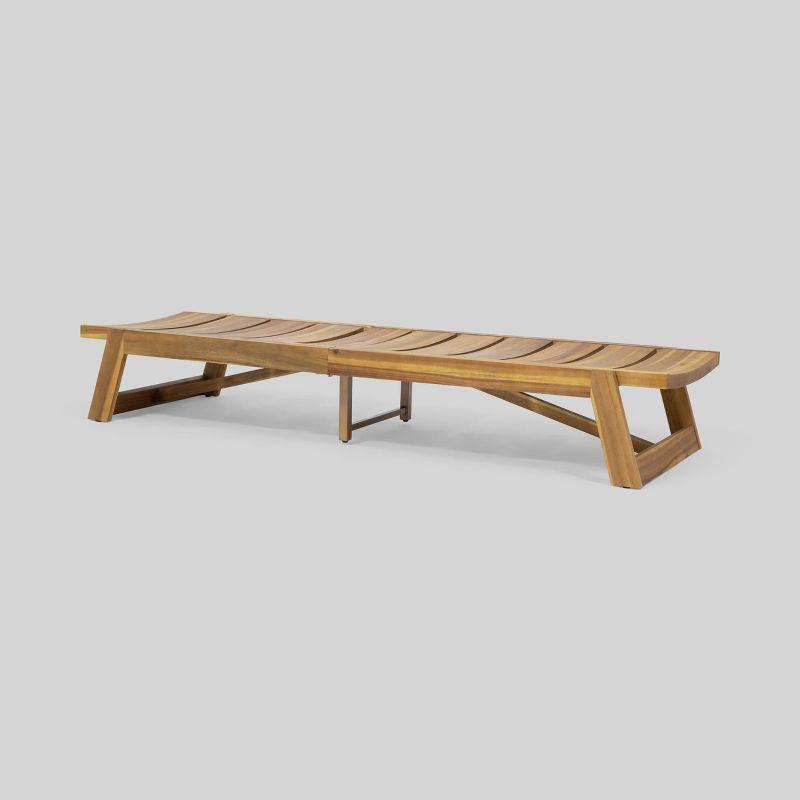 Maki Wood Chaise Lounge Teak - Christopher Knight Home: Weather-Resistant Acacia & Iron Frame, 90 Day Warranty