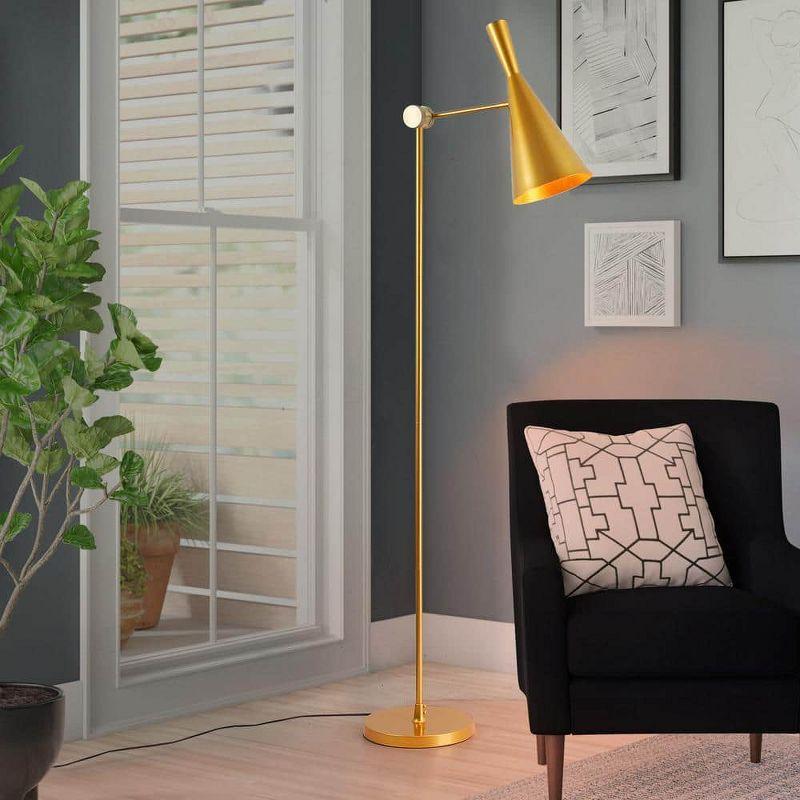 55.1 in. Gold 1-Light Swing Arm Floor Lamp