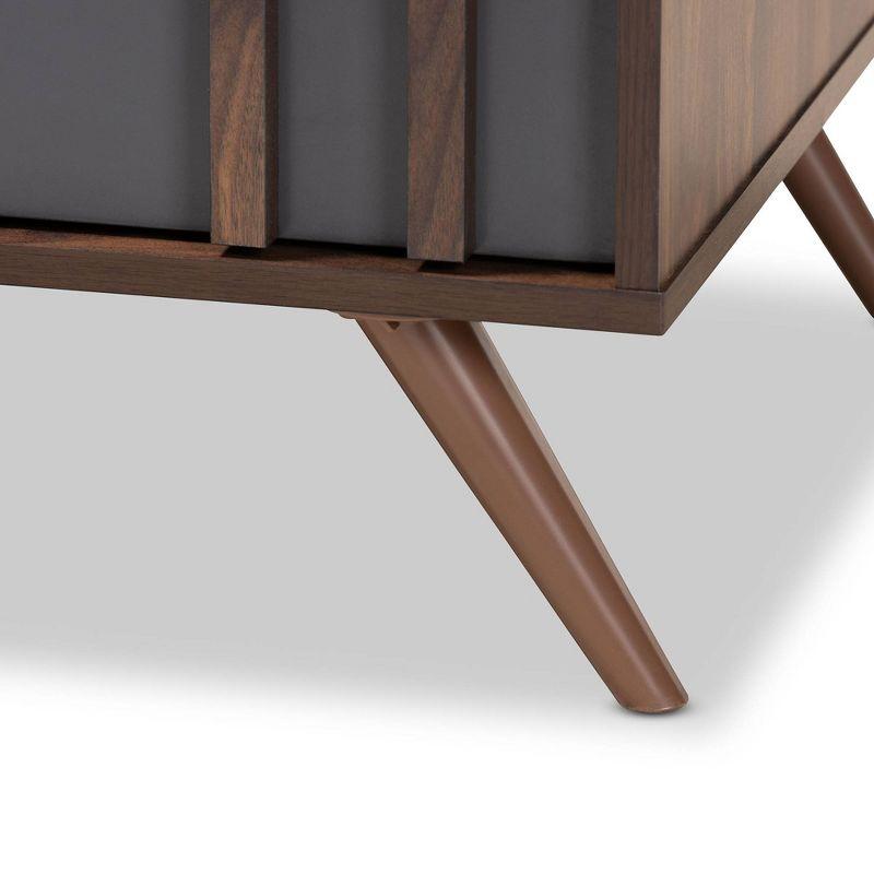 1 Drawer Naoki Two-Tone Wood Coffee Table Gray/Walnut - Baxton Studio: Modern Rectangular Particle Board Table with Shelf