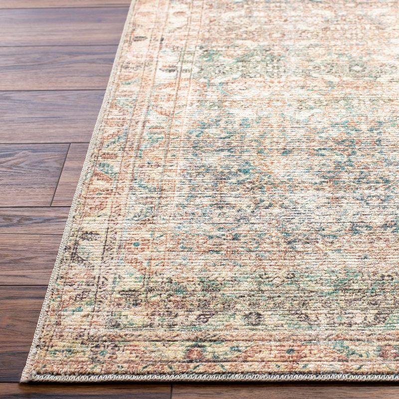 Marlene Gray and Emerald Polyester Runner Rug 2'7" x 7'3"