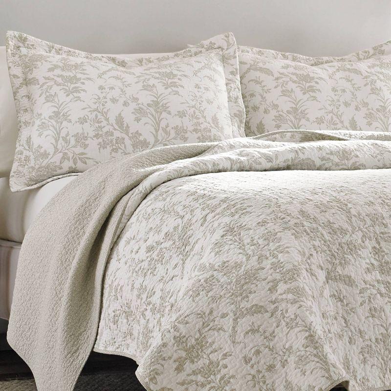 Twin Natural Cotton Reversible Quilt Set with Sham