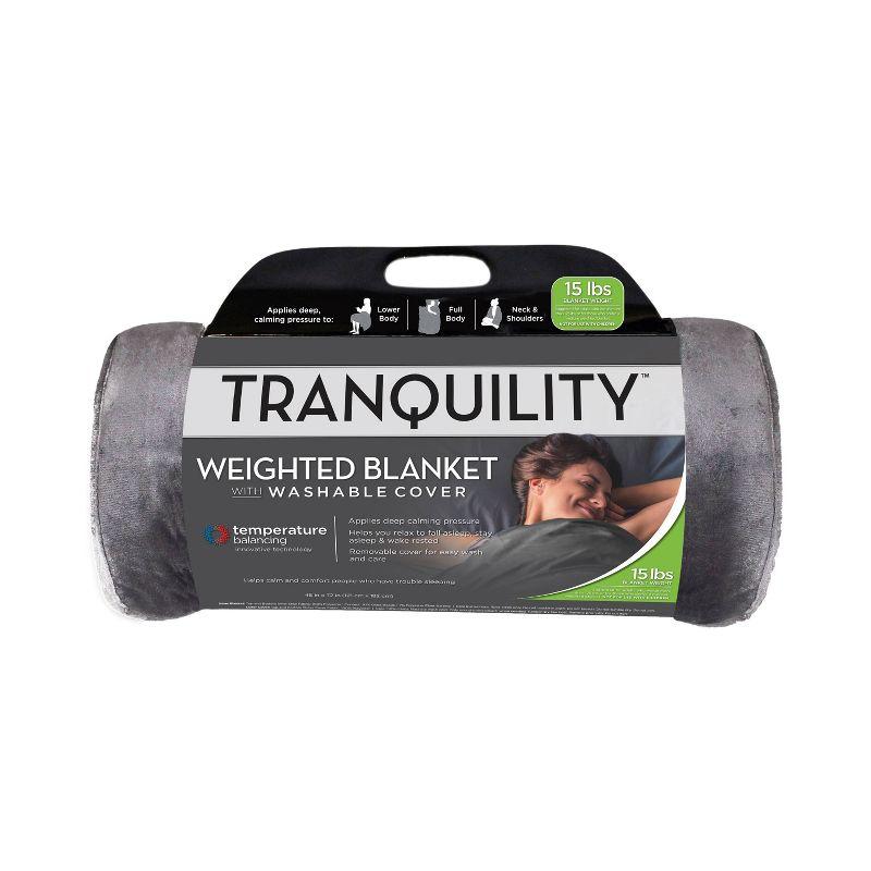 Tranquility 15 Lb Gray Cooling Weighted Blanket with Washable Cover