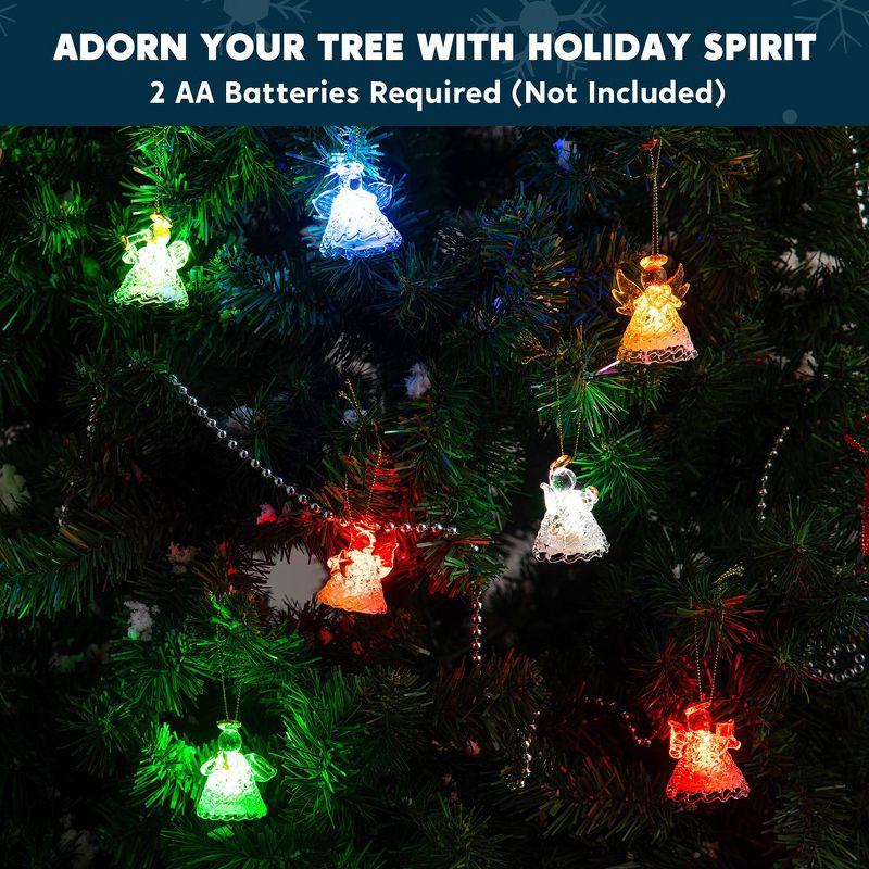 JOYFY 12pcs LED Spun Glass Angel Christmas Ornaments