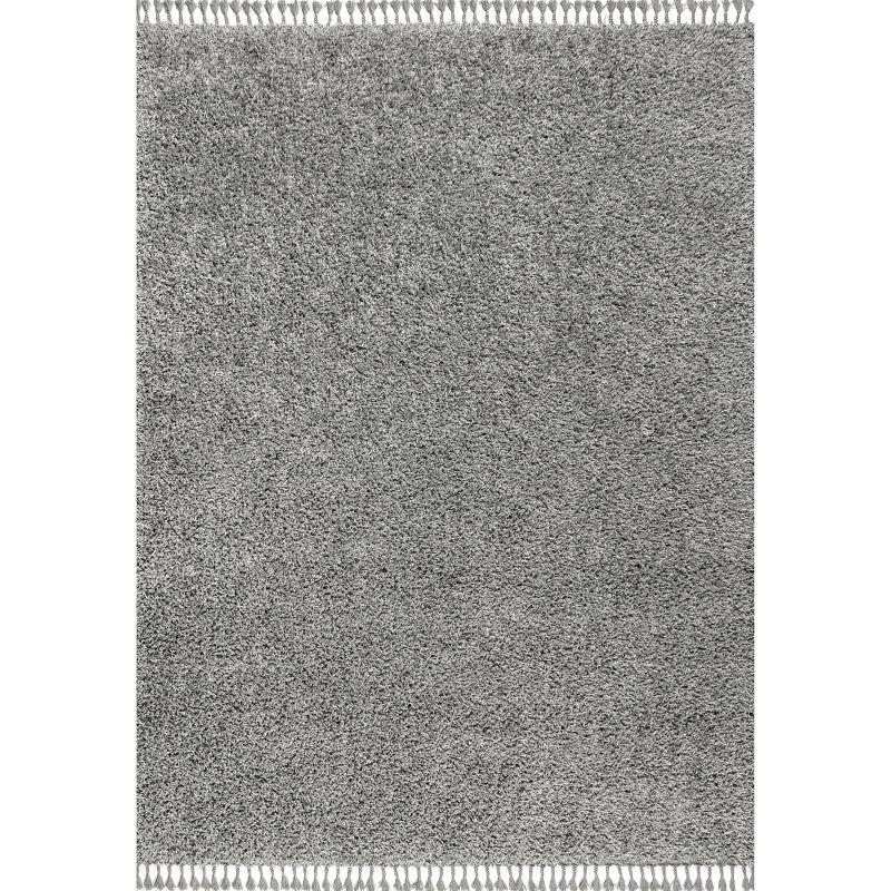 3'x5' Mercer Shag Plush Tassel Area Rug, Charcoal - JONATHAN Y