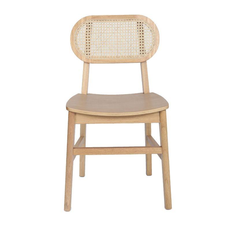 Flash Furniture Jacob Set of 2 Commercial Cane Rattan Dining and Event Chairs with Solid Wood Frame and Seat