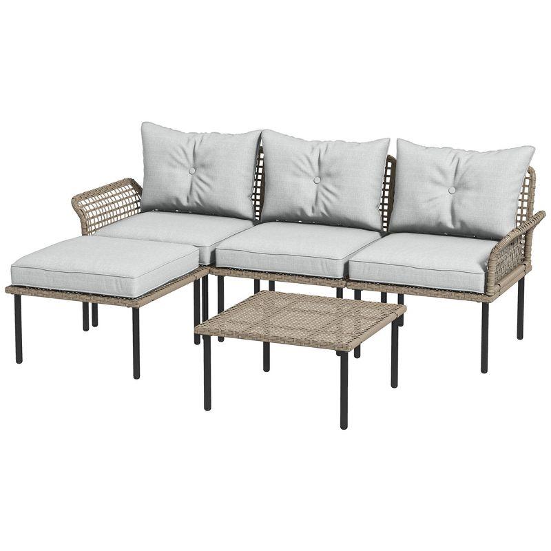 Cream White 5-Piece Outdoor Patio Furniture Set with Cushions